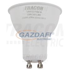 TRACON SMDSGU108CW Műanyag házas SMD LED spot fényforrás SAMSUNG chippel 230V,50Hz,GU10,8W,620lm,6500K,120°,SAMSUNG chip,EEI=A+ izzó