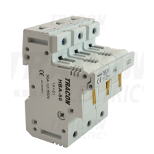 TRACON Szakaszolókapcsoló-biztosítóhengeres bizt.hoz, maszkolható50A, 14x51mm; Un=230V/400V villanyszerelés