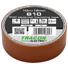 TRACON Szigetelőszalag, barna10m×18mm, PVC, 0-90°C, 40kV/mm villanyszerelés