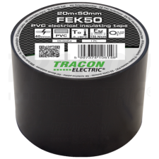 TRACON Szigetelőszalag, fekete20m×50mm, PVC, 0-90°C, 40kV/mm villanyszerelés