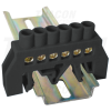 TRACON Szigetelt földelősín (N/PE), fekete230/400VAC, 63A, 6×9mm, 6P, IP20