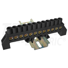 TRACON Szigetelt földelősín (N/PE), fekete 230/400VAC, 100A, 8×12mm, 12P, IP20 villanyszerelés