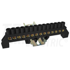 TRACON Szigetelt földelősín (N/PE), fekete 230/400VAC, 100A, 8×12mm, 14P, IP20 villanyszerelés
