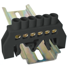 TRACON Szigetelt földelősín (N/PE), fekete 230/400VAC, 63A, 6×9mm, 6P, IP20 villanyszerelés