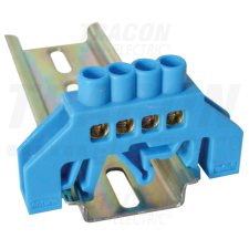 TRACON Szigetelt földelősín (N/PE), kék230/400VAC, 63A, 6×9mm, 4P, IP20 villanyszerelés