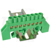 TRACON Szigetelt földelősín (N/PE), zöld230/400VAC, 63A, 6×9mm, 8P, IP20