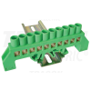 TRACON Szigetelt földelősín (N/PE), zöld 230/400VAC, 100A, 8×12mm, 10P, IP20