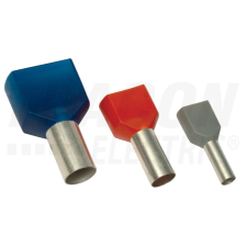 TRACON Szigetelt (PA6.6) iker-érvéghüvely, ónoz. elektr.réz, piros2×1mm2, l=8mm villanyszerelés