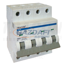 TRACON TDA-4C-16 Kismegszakító, 4 pólus, C karakterisztika 16A, C, 4P, 10kA villanyszerelés