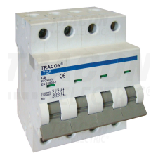 TRACON TDA-4C-6 Kismegszakító 4P, 6A, C karakterisztika, 10kA villanyszerelés