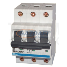 TRACON TDM-3D-25 Kismegszakító, 3 pólus, D karakterisztika 25A, 10kA villanyszerelés