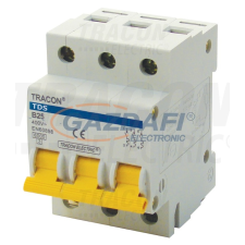 TRACON TDS-3B-20 Kismegszakító, színes karral, 3 pólus, B karakterisztika 20A, 6kA villanyszerelés
