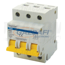 TRACON TDS-3B-50 Kismegszakító, színes karral, 3 pólus, B karakterisztika 50A, 6kA villanyszerelés