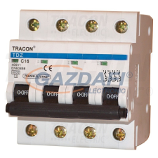 TRACON TDZ-4D-20 Kismegszakító, 4 pólus, D karakterisztika 20A, 6kA villanyszerelés