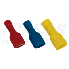 TRACON Teljes szigetelésű rátolható csatl. hüvely, sárgaréz, piros1,5mm2, 4,8×0,8mm villanyszerelés