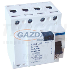 TRACON TFG4-16100 Áram-védőkapcsoló, 4 pólusú 16A, 100mA, 6kA, A / AC villanyszerelés