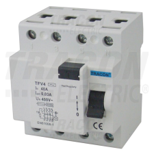 TRACON TFV4-25300 Áram-védőkapcsoló, 4 pólusú 25A, 300mA, 6kA, AC villanyszerelés