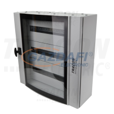 TRACON TGE606020 Ívelt biztonsági üvegajtós fémelosztószekrény 600×600×200mm / 72M (3×24 mod) villanyszerelés