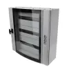 TRACON TGE606020 Ívelt biztonsági üvegajtós fémelosztószekrény 600×600×200mm / 72M (3×24 mod)