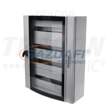 TRACON TGE607520 Ívelt biztonsági üvegajtós fémelosztószekrény 600×750×200mm / 96M (4×24 mod) villanyszerelés