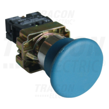 TRACON Tokozott gombafejű nyomógomb, fémalapra szerelt, kék 1×NO, 3A/400V AC, IP44, d=40mm villanyszerelés