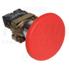 TRACON Tokozott gombafejű vészgomb, fémalap, piros sárga fedéllel1×NC, 3A/400V AC, IP42, d=40mm