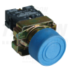 TRACON Tokozott gumiburkolatos nyomógomb, fémalapra szerelt, kék 1×NO, 3A/240V AC, IP44
