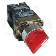 TRACON Tokozott világítókaros kapcsoló, piros, LED,3állású, izzó n. 1×NC+1×NO, 3A/400V AC, IP44 villanyszerelés