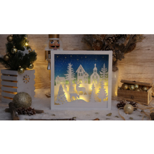 TRACON Tracon CHRAFWW LED karácsonyi tájkép, fa, elemes Timer 6+18h, 12LED, 3000K, 2xAA karácsonyfa izzósor