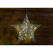 TRACON Tracon CHRSTM30WW LED karácsonyi ablakdísz, csillag, fém, elemes Timer 6+18h, 30LED, 3000K, 3xAA karácsonyi ablakdekoráció