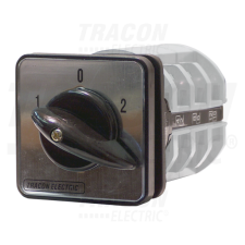 TRACON Választókapcsoló, 1-0-2400V, 50Hz, 125A, 2×3P, 30kW, 88×88mm, 60° villanyszerelés