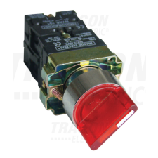 TRACON Világítókaros kapcsoló, fémalap, piros, LED, kétáll. izzó n. 1×NC+1×NO, 3A/400V AC, IP42 villanyszerelés