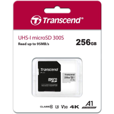 Transcend 256GB microSDXC Transcend 300S U3 V30 A1 CL10 + adapter (TS256GUSD300S-A) (TS256GUSD300S-A) memóriakártya