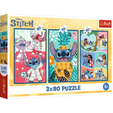 Trefl 3 x 80 darabos Stitch világa puzzle (34885) puzzle, kirakós