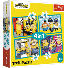 Trefl PUZZLE TREFL MINIONOK 4 AZ 1-BEN BOLDOG VILÁG A MINIONOK puzzle, kirakós