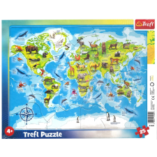 Trefl TREFL világ térkép puzzle állatokkal puzzle, kirakós