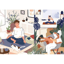 Trefl Yoga, Cats, Coffee Szellemi béke 1000 db-os UFT puzzle (10695T) (TR10695T) puzzle, kirakós