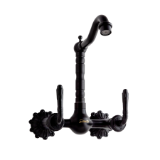 TRENDY S TRENDY'S konyhai csapja, falra szerelhető, matt fekete, hímzéssel csaptelep