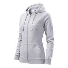 Trendy Zipper felső női világosszürke melírozott S női pulóver, kardigán