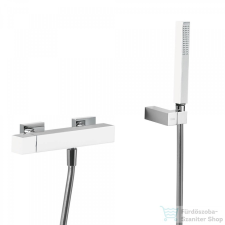 Tres CUADRO EXCLUSIVE zuhany csaptelep, zuhanyszettel, fehér/króm 407167 csaptelep