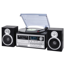 Trevi TT 1072 E sötét fa retro bakelit lemezjátszó/Mini HiFi rendszer lemezjátszó
