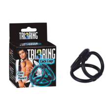  Tri Ring Cock Cage Péniszgyűrű, fekete péniszgyűrű