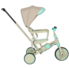  TRIKE FIX V4 tricikli gyerekeknek árnyékoló tetővel, tolókarral, kék-szürk tricikli