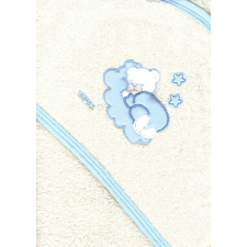  Trimex kapucnis,frottír fürdőlepedő 100*110 cm - beige/kék alvó maci babatörülköző, kifogó