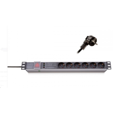 TRITON 19" elosztópanel 6x250V, túlfeszültségvédelemmel1U, 2,3m (620P06) hosszabbító, elosztó