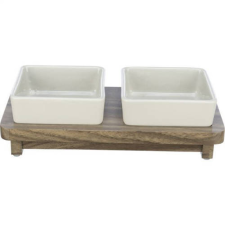 Trixie Bowl Set CityStyle, ceramic - tálszett (kerámia/fa,szürke,barna) 2x0,4L,/12×12cm/30×4×15cm kutyafelszerelés