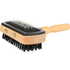  Trixie Double-Sided Wood Brush | Kétoldalas kefe fa nyéllel kutyák részére – 10 × 18 cm