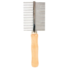  Trixie Double-Sided Wood Comb | Kétoldalas fém fésű fa nyéllel – 17 cm kutyafésű