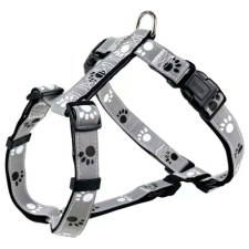 Trixie Hám Reflect Fényvisszaverő Tappancsos Szürke/Fekete Xs-S 30-40cm/15mm nyakörv, póráz, hám kutyáknak