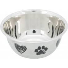 Trixie Stainless Steel Bowl - fém tál (szürke/fekete) kutyák részére (0,5l /Ø13cm) kutyatál
